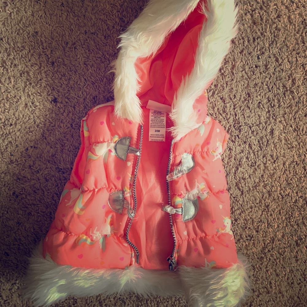 Carters baby girl unicorn print puffer jacket